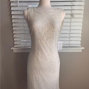 Pisarro Nights White Sequin Midi Dress